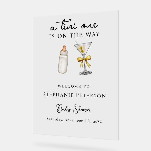 黄色のマルティーニの赤ちゃんシャワーの途中のチニの人 アクリルサイン (傾斜)