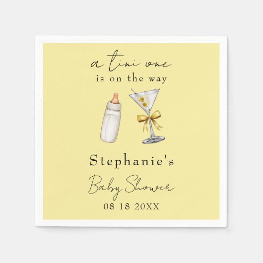 黄色のマルティーニの赤ちゃんシャワーの途中のチニの人 スタンダードカクテルナプキン (正面)