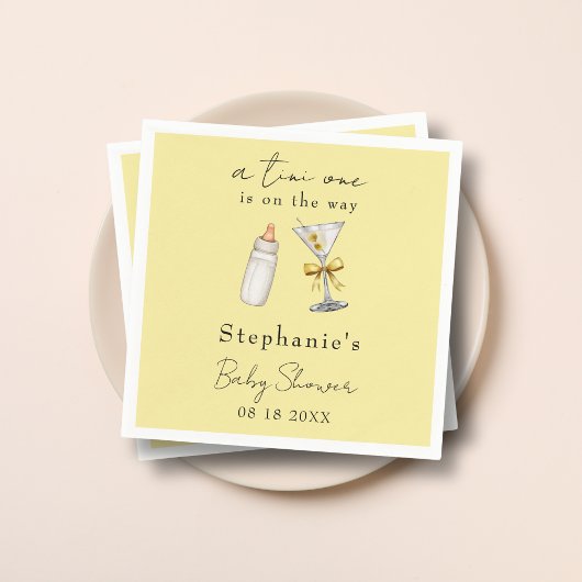 黄色のマルティーニの赤ちゃんシャワーの途中のチニの人 スタンダードカクテルナプキン