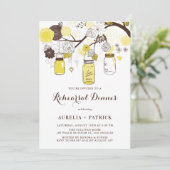 黄色のメイソンジャー彩色リハーサルディナー 招待状 (スタンド正面)