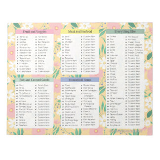 黄色のメモ帳の食料品リスト、黄色の食料品 ノートパッド