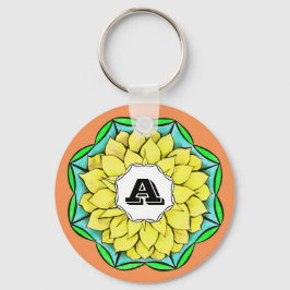 黄色のモダンなポインセチア キーホルダー