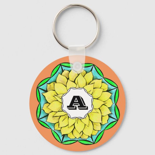 黄色のモダンなポインセチア キーホルダー (正面)