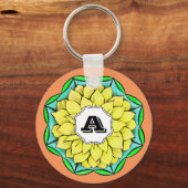 黄色のモダンなポインセチア キーホルダー (正面)