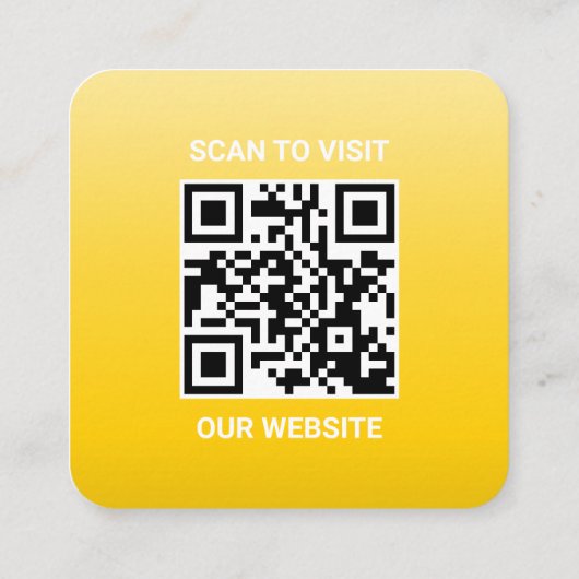 黄色のモダングラデグラデーションーションカスタムのロゴQRコード スクエア名刺 (裏面)