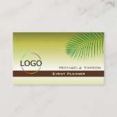 黄色のモダングラデーションの椰子の葉(ロゴ付きスタイリッシュ) 名刺 (正面)