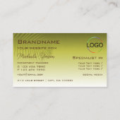 黄色のモダングラデーション椰子の葉モノグラムとロゴ 名刺 (裏面)