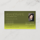 黄色のモダングラデーション鏡文字(写真付き) 名刺 (裏面)