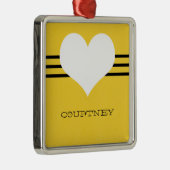 黄色のモダンハートオーナメント メタルオーナメント (右)