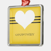 黄色のモダンハートオーナメント メタルオーナメント (左)