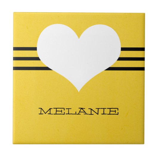 黄色のモダンハートタイル タイル (正面)