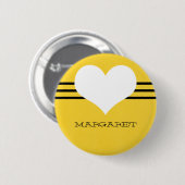 黄色のモダンハート 缶バッジ (正面&裏面)