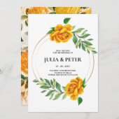 黄色のモダンバラフローラ保存日付招待状 招待状 (正面/裏面)