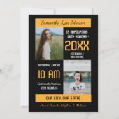 黄色のモダンブロック3 – 写真の卒業 招待状 (裏面)