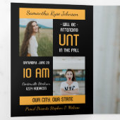 黄色のモダンブロック5 – 写真の卒業 三つ折り招待状 (内部最初)