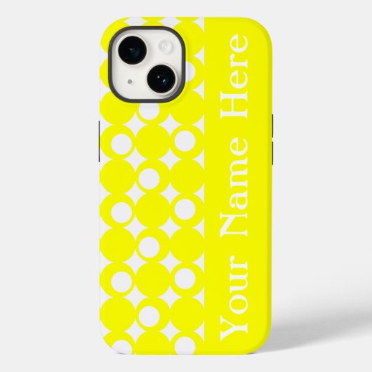 黄色のモダンボールデザイン(名前) Case-Mate iPhoneケース (裏面)