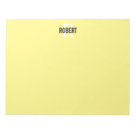 黄色のモダンモノグラム名 ノートパッド