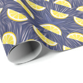 黄色のモダンレモンスライスパターン ラッピングペーパー (ロールコーナー)