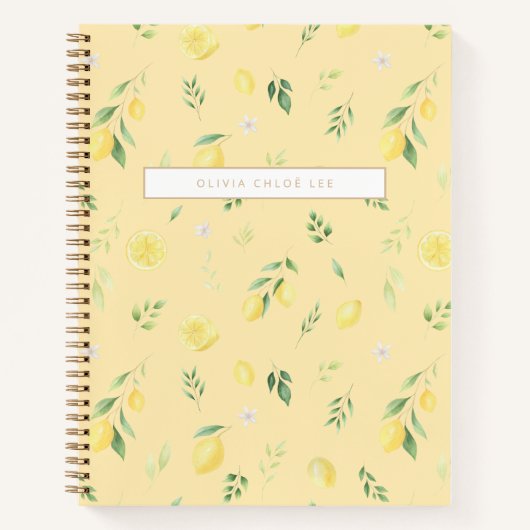 黄色のモダンレモンノートブック – 完全にパーソナライズ ノートブック (正面)