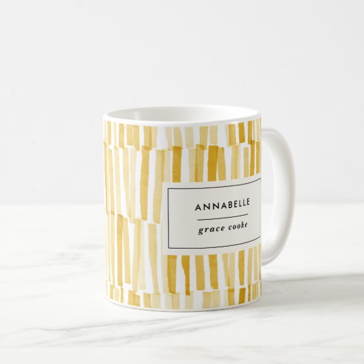 黄色のモダン抽象芸術パタパーソナライズされたーン コーヒーマグカップ (正面右)