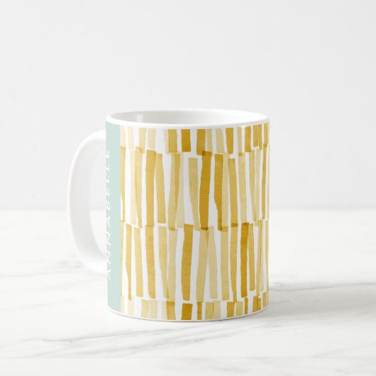 黄色のモダン抽象芸術パタパーソナライズされたーン コーヒーマグカップ (正面左)