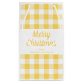 黄色のモダン格子模様のクリスマス スモールペーパーバッグ (裏面)