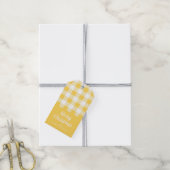 黄色のモダン格子模様メリークリスマス ギフトタグ (より糸付き)