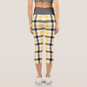 黄色のモダン格子状タータンチェックパターン カプリレギンス (裏面)
