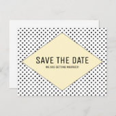 黄色のモダン水玉模様日付の保存 案内ポストカード (正面/裏面)
