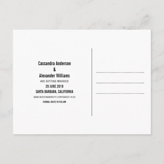 黄色のモダン水玉模様日付の保存 案内ポストカード (裏面)