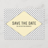 黄色のモダン水玉模様日付の保存 案内ポストカード (正面)