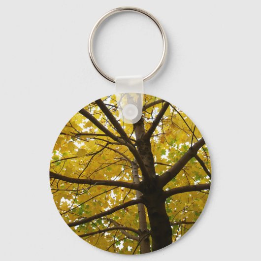 黄色のモミジのペア 紅葉の自然 キーホルダー (正面)