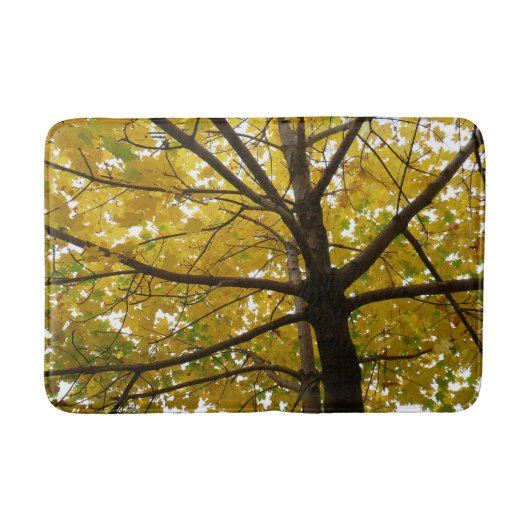 黄色のモミジのペア 紅葉の自然 バスマット (正面)