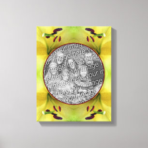 黄色のユリの花のフレーム独自の写真を作成 キャンバスプリント