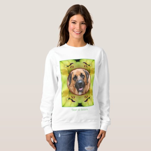 黄色のユリの花のフレーム独自の写真を作成 スウェットシャツ (正面フル)