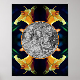 黄色のユリの花のフレーム独自の写真を作成 ポスター