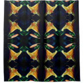 黄色のユリの花の抽象芸術模様 シャワーカーテン (正面)