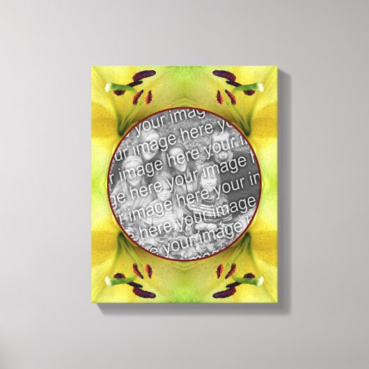黄色のユリの花フレームを作成 自分の写真で キャンバスプリント (正面)