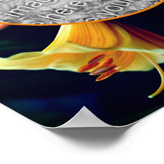 黄色のユリの花フレーム　自分だけの写真を作ろう ポスター (角)