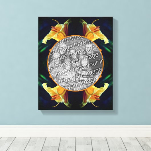 黄色のユリの花自分の写真を作成 キャンバスプリント (インサイチュ (ウッドフロア))