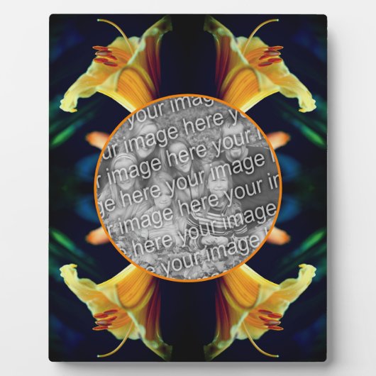 黄色のユリの花自分の写真を作成 フォトプラーク (正面)