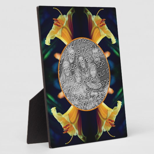 黄色のユリの花自分の写真を作成 フォトプラーク (側面)