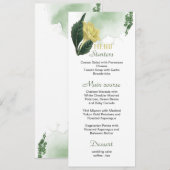 黄色のユリの花葉の緑のメ結婚ニュー メニュー (正面/裏面)