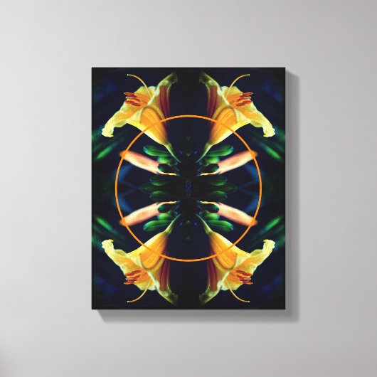 黄色のユリの花 オリジナル写真から作成 キャンバスプリント (正面)