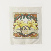 黄色のユリビクトリアンの花の感謝の幸福 タペストリー (正面)