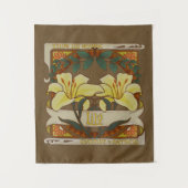 黄色のユリビクトリアンの花の感謝の幸福 タペストリー (正面)