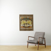 黄色のユリビクトリアンの花の感謝の幸福 タペストリー (インサイチュ)