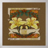 黄色のユリビクトリアンの花の感謝の幸福 ポスター (正面)