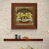 黄色のユリビクトリアンの花の感謝の幸福 ポスター