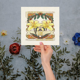 黄色のユリ花の意味ヴィンテージ-スタイル黄色 招待状